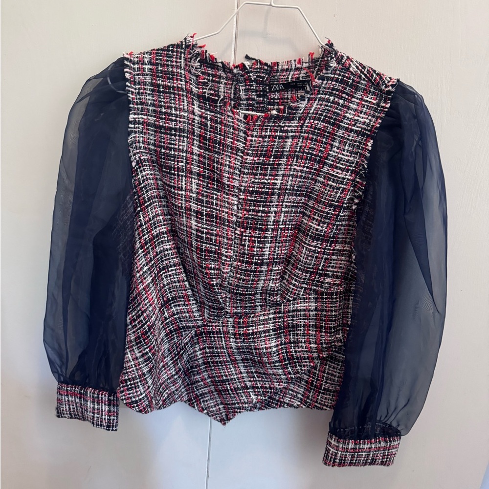 Zara Tweed and Tulle top